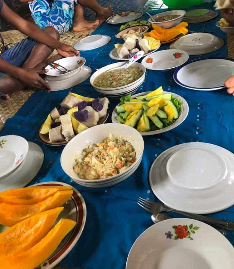 Traditional family dinner in Fiji