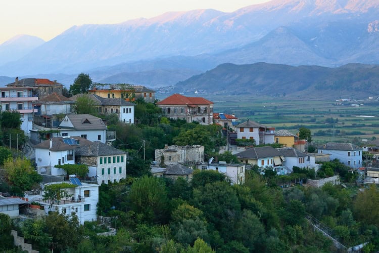 View of the old town of Djirokaster, Albania