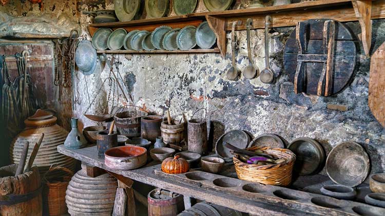 Traditional tools and kitchenware of the monks