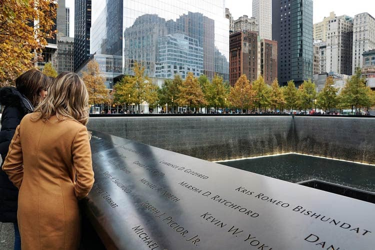 At the 911 memorial in NYC