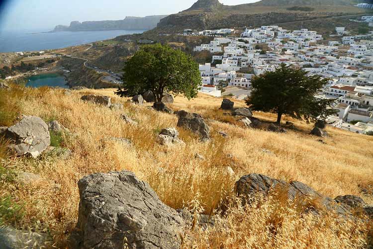 Overlooking the town on the Greek island of Rhodes