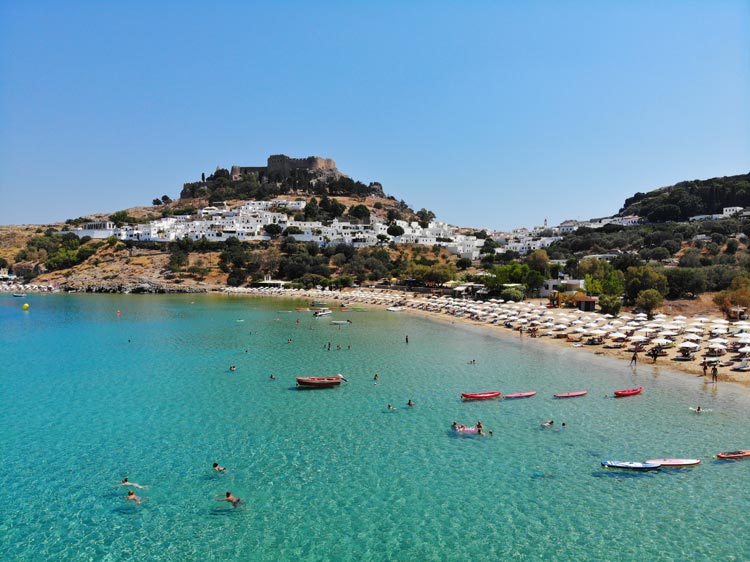 Enjoy the beach at Lindos, Rhodes