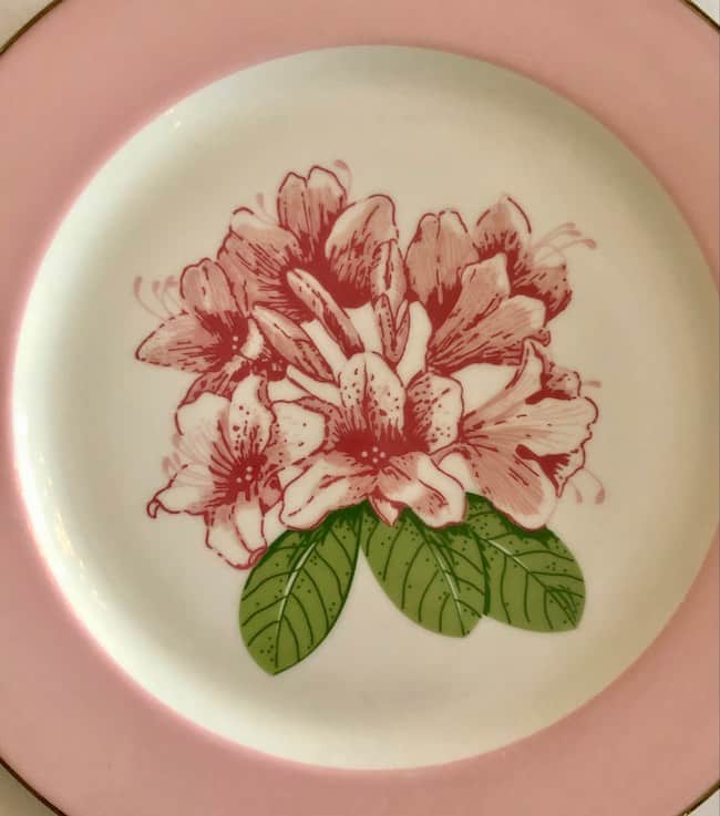 The Dorothy Draper-inspired Rhododendron pattern in the Main Dining Room. Photo By Claudia Carbone