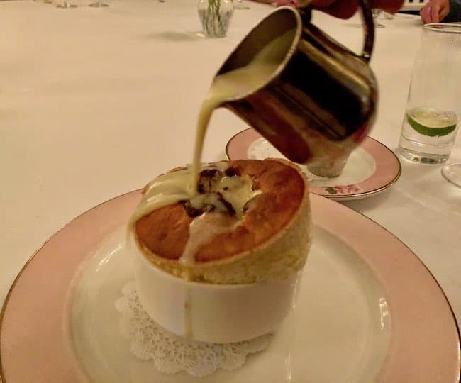 Grand Marnier Souffle with Creme Anglaise. Photo by Claudia Carbone