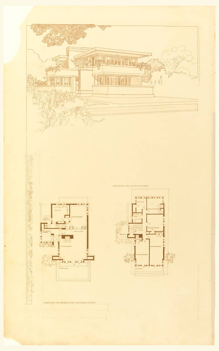 Plans by Architect Frank Lloyd Wright Courtesy of the Smithsonian