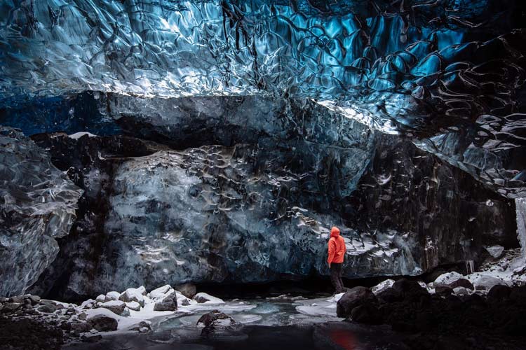 Explore a glacier ice cave in Iceland