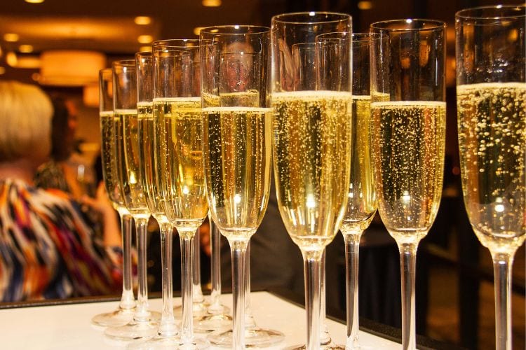 Champagne in flutes