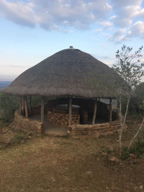 Shewula Mountain Camp A thatched roof pavilion 