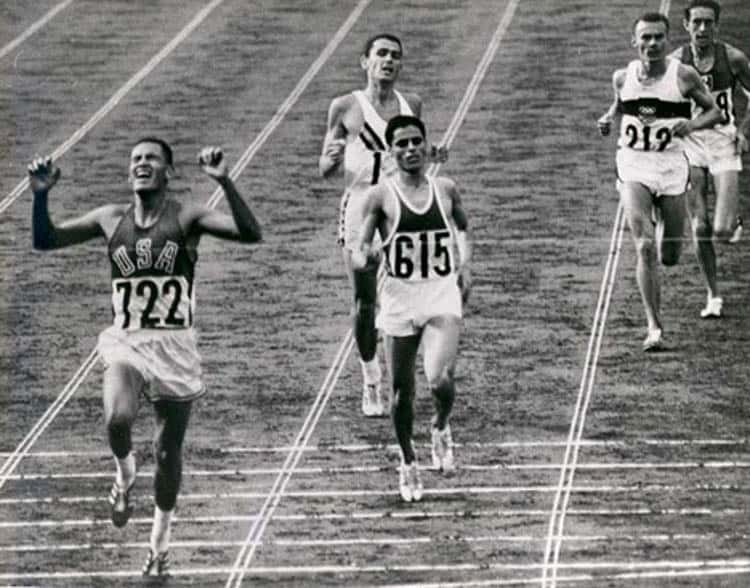 Billy Mills winning the 10,000m in the 1964 Olympics