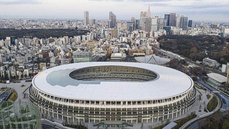 The newly erected Japan National Stadium for the Tokyo Olympics