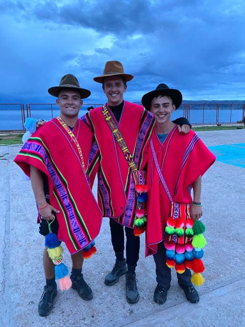 Uros Floating Islands dressed in traditional clothing