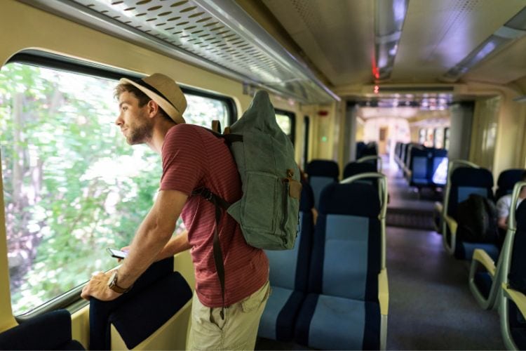 man on a train