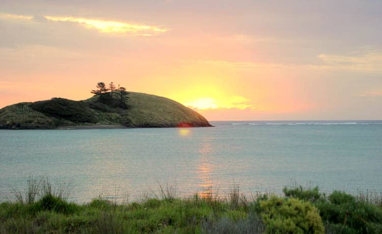 Lord Howe Island The sun sets behind Rabbit Island