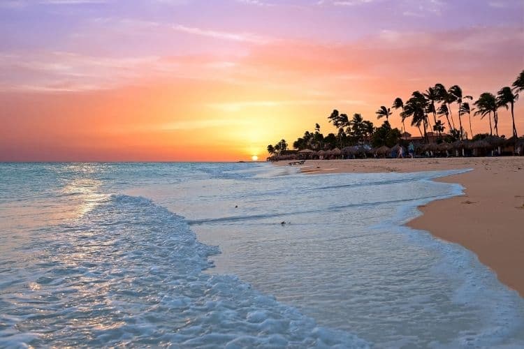 Aruba beach at sunset