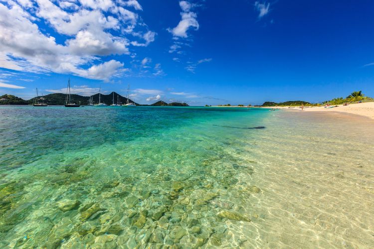 White sand beach on Sandy Island off Carriacou
