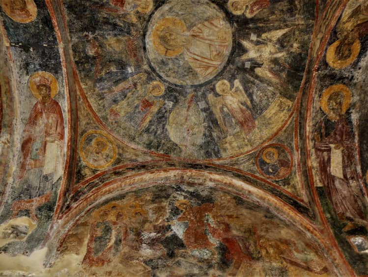 Mystras Greece Colourful frescoes