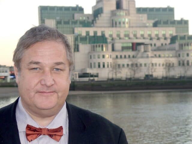Michael Patrick Shiels at MI6 HQ in London on the Thames