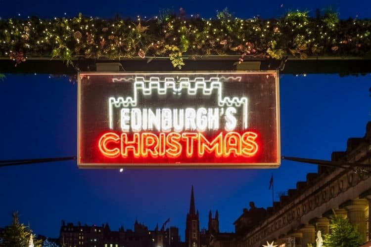 Scotland at Christmas Edinburgh sign