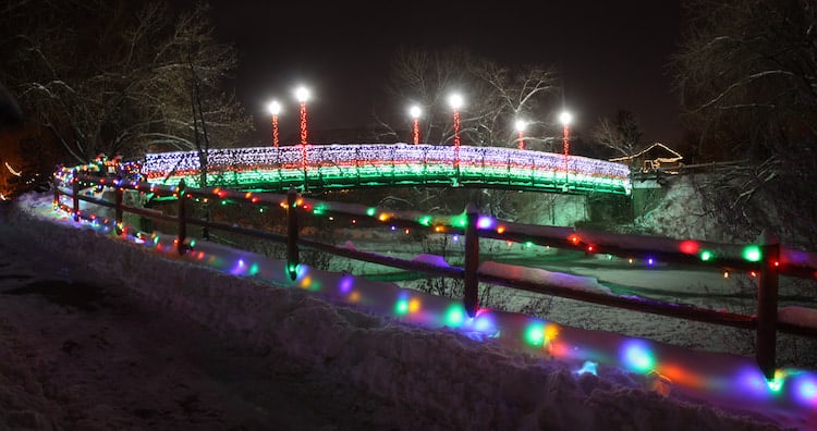 Clear Creek Bridge with Holiday Lights