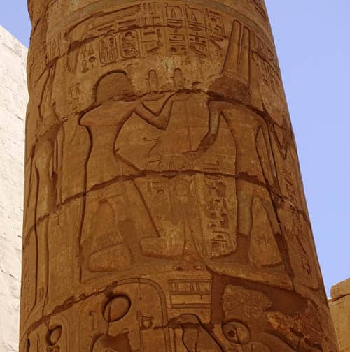 Nile cruise Intricate carvings on stone pillars