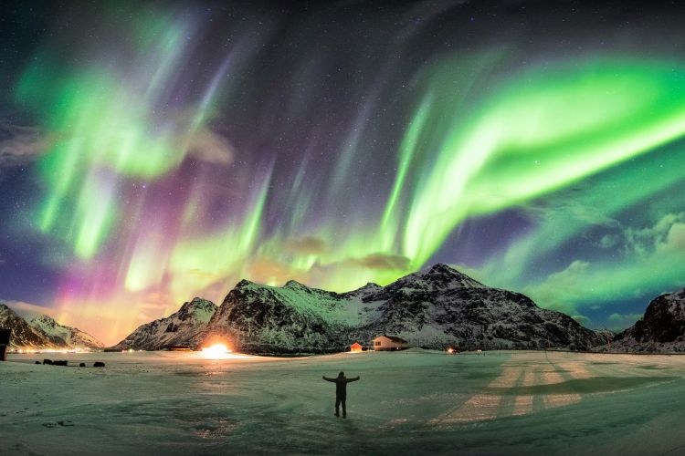 Incredible colored lights of the Aurora Borealis