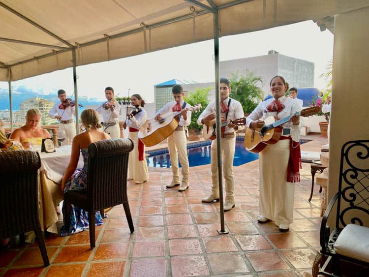 Mariachis serenading the diners