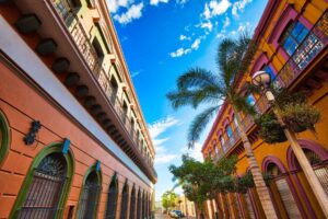 Mazatlan's colorful old city streets in the historic city center.