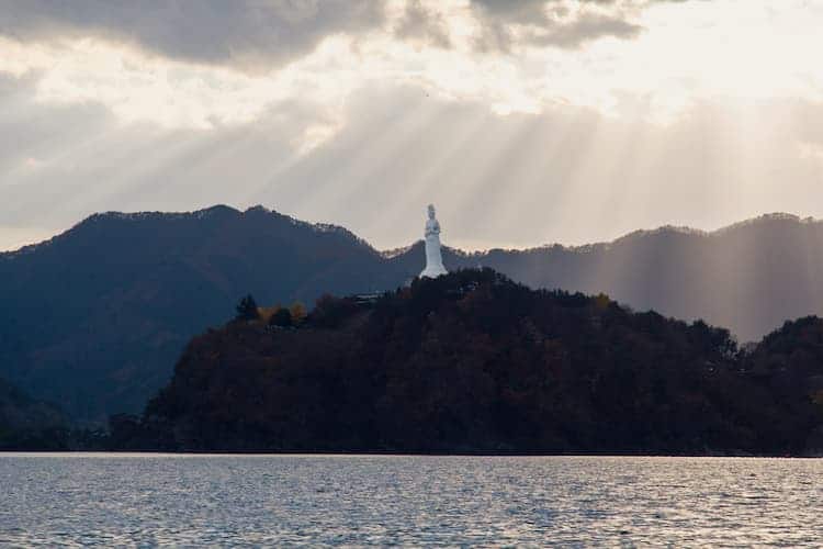 Kamaishi Daikannon Statue viewing from the Kamaishi DMC boat tour