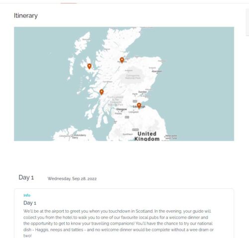Itinerary example in Scotland