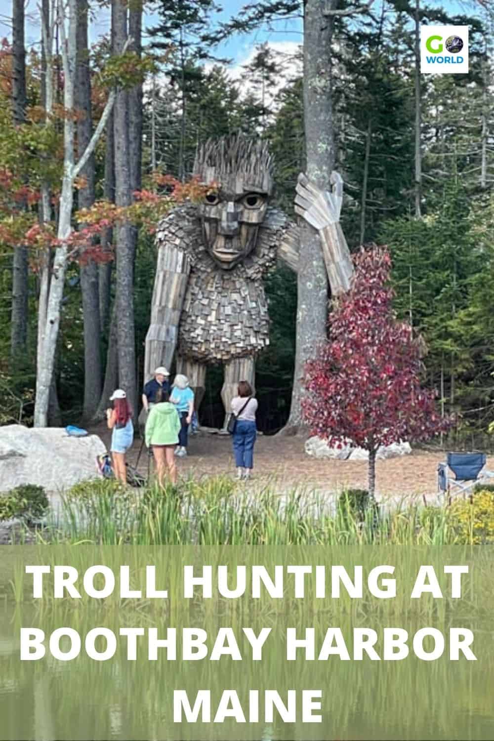 Things to do in Boothbay Harbor, Maine include hunting for trolls in the botanical gardens, following a sculpture trail and boating to puffins. #Boothbayharbormaine #maineforesttrolls