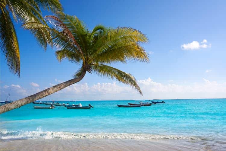 Beach with boats, Playa Del Carmen. Photo by Lunamarina