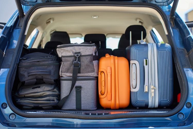 Luggage in back of vehicle