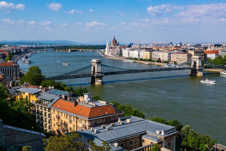 The Danube River flowing thorugh Budapest 