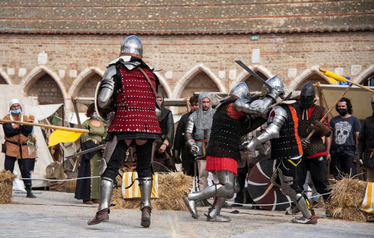 erpignan France Battling Knights at the Medieval Festival.