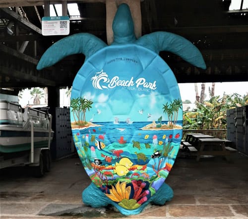 Isla, part of South Padre Island’s Sea Turtle Art Trail, is a loving representation of the island itself. Photo by Victor Block