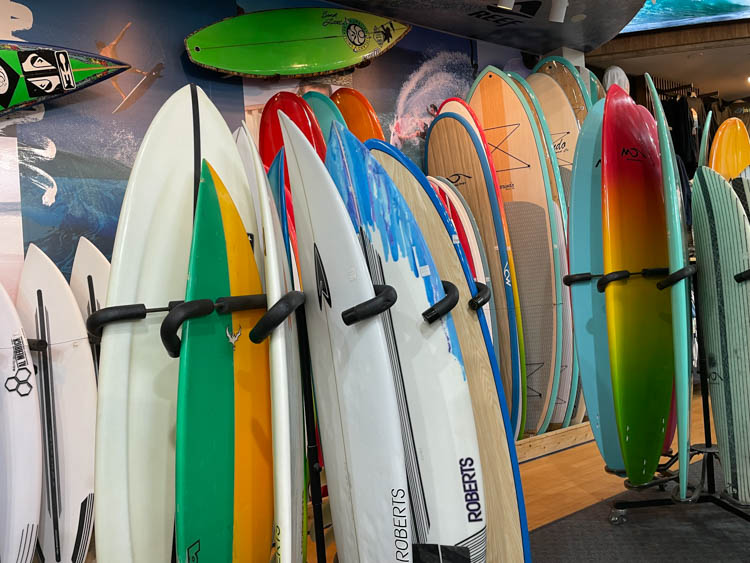 Colorful surf boards in Virginia Beach