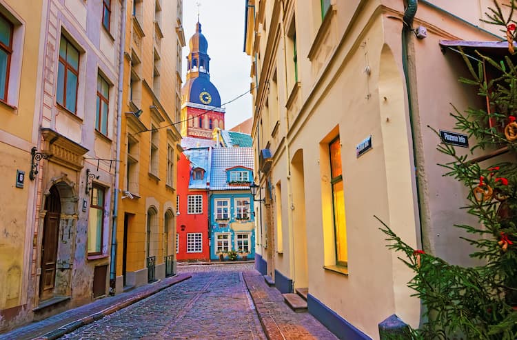 Charming streets in Old Town Riga, Latvia
