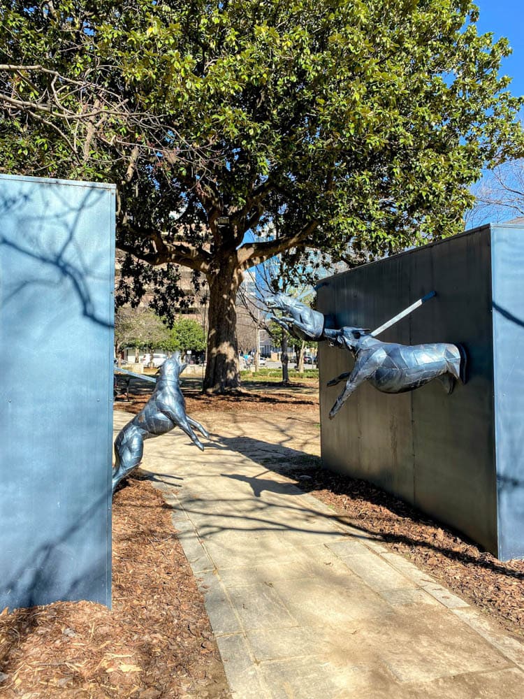 One of the monuments honoring the Civil Rights Movement in Kelly Ingram Park.