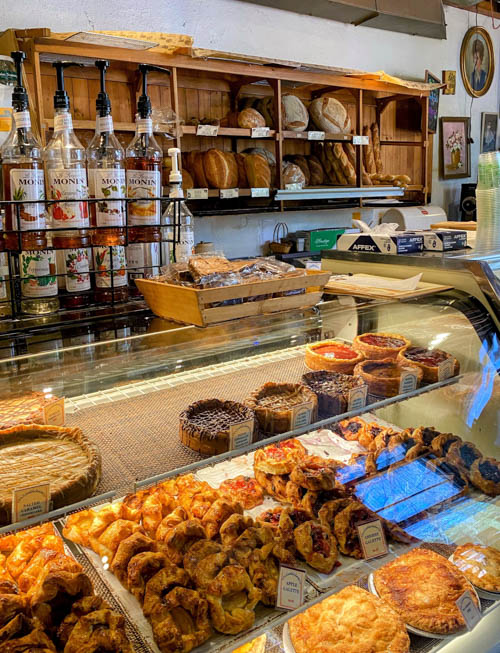 Pastry display inside the Continental Bakery