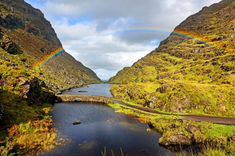 Irish folklore Rainbow over a lake