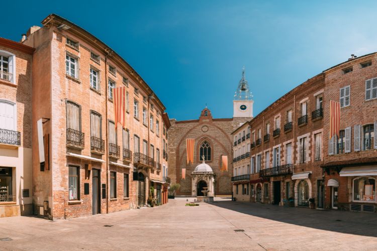 Leon Gambetta Square And Cathedral Basilica Of Saint John The Baptist Of Perpignan