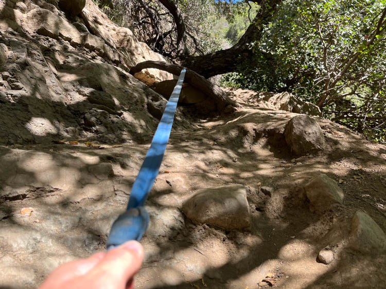 Ropes to assist climb on Black Star Canyon Hike