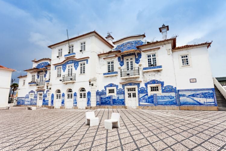 Aveiro train station with tile facade