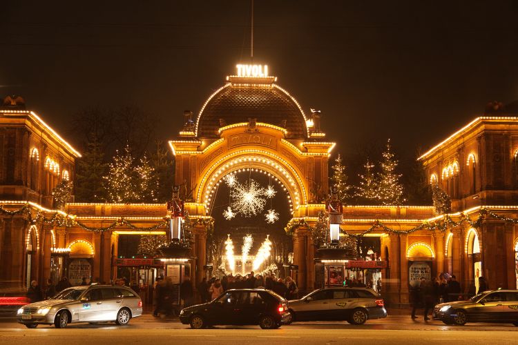 Tivoli Gardens entrance at Christmas 