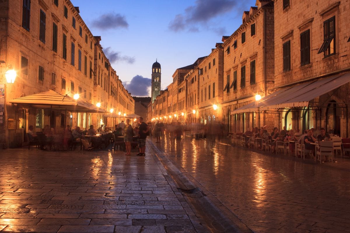 Evening on Stradun Street Dubrovnik