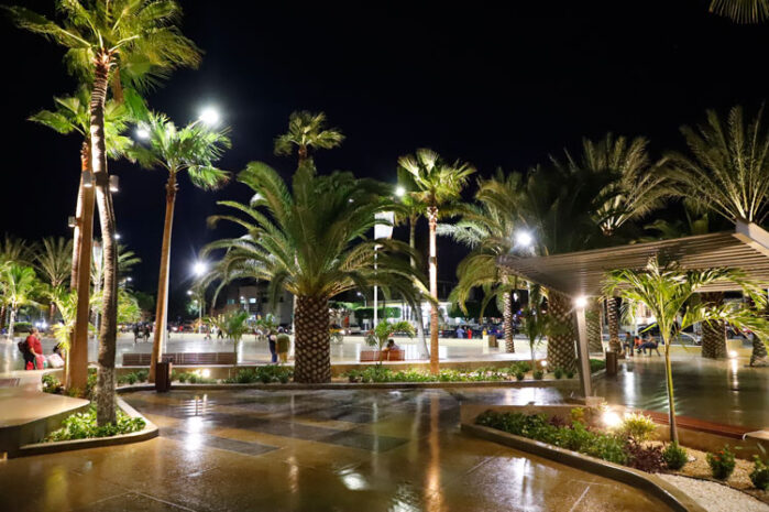 The Malecon in La Paz at night