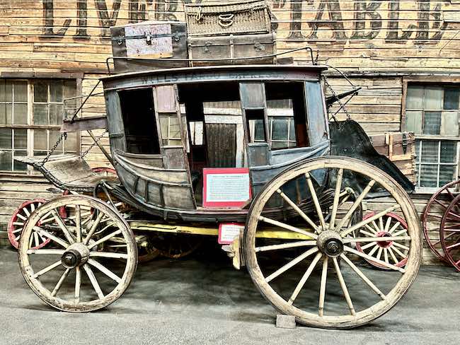 1865 Abbot and Downing Concord stagecoach that operated in the Pikes Peak region in the late 1800’s, now in the Ghost Town Museum. Photo by Claudia Carbone