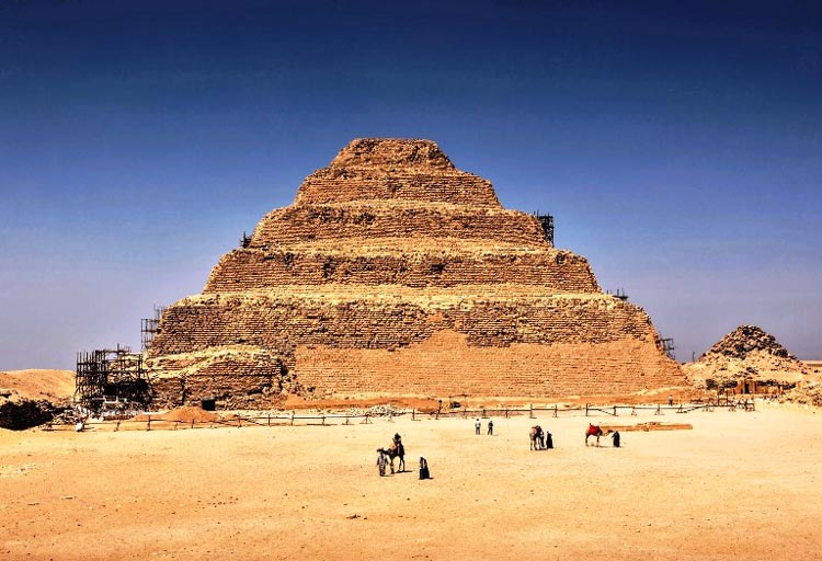 The Step Pyramid in Sakkara, Egypt, was the first pyramid to ever be built in 2650 B.C.E. and remains the oldest stone structure in the world. Photo by Witthayap/Dreamstime