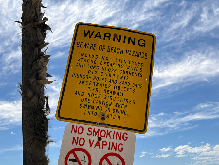 Warning sign of beach hazards