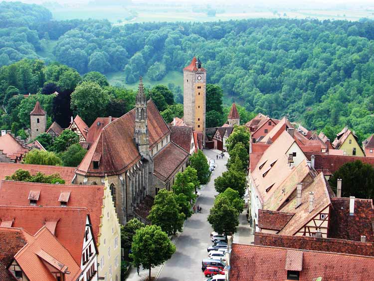 A view of Wurzburg fro the protective stone wall that surrounds the city